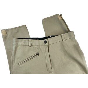 Riding Breeches Tan/Khaki US 28 Elastic Waist Hook and zipper closure,‎ Suede